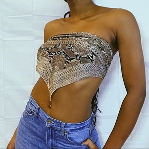 Snake print Scarf worn as a top